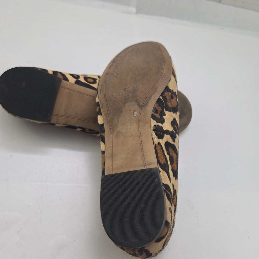 Sam Edelman Loafers Womens 6 M Leopard Calf Hair Smoking Flats Slip On Leather - Picture 10 of 10